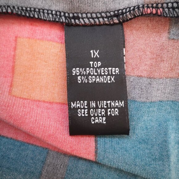 I.N. Studio Ladies Size 1X Cowl Neck Multi Colored Blouse - Picture 5 of 9